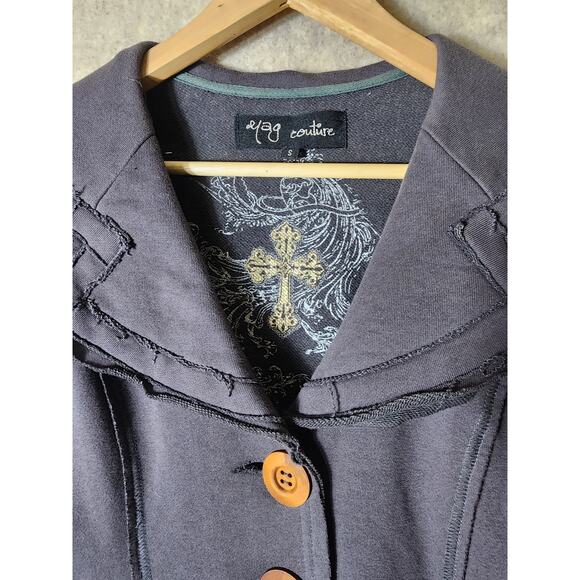 YAG COUTURE Gray Two-Tone Button Up Steampunk Retro Jacket SZ S - Picture 11 of 11